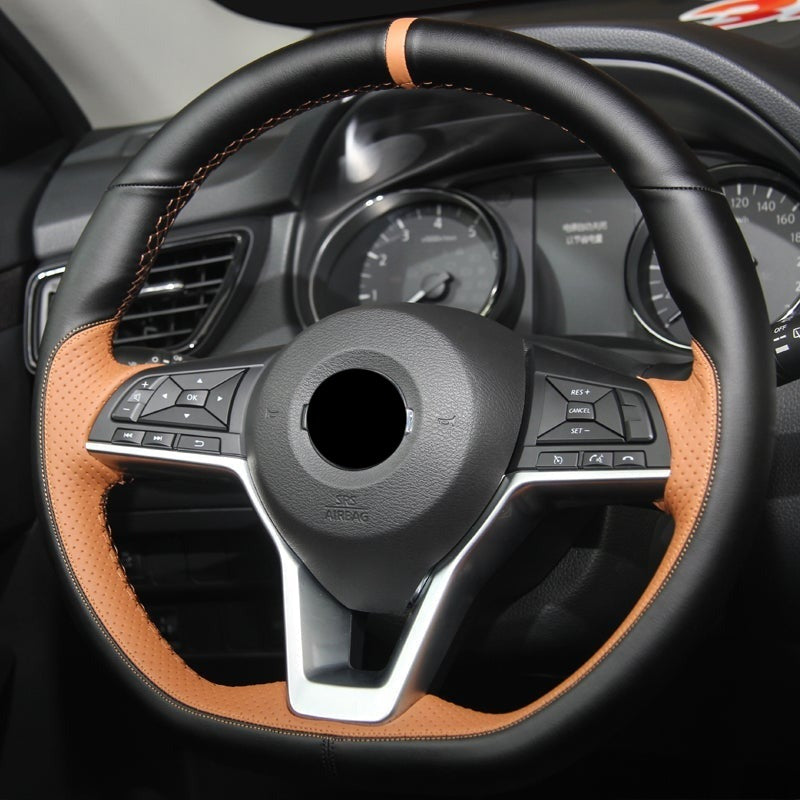 NISSAN日産 高級ハンドルカバー 本革 編み込み式 オーダーメイド スポーツ感 専用ハンドルカバー | iCarCompanion