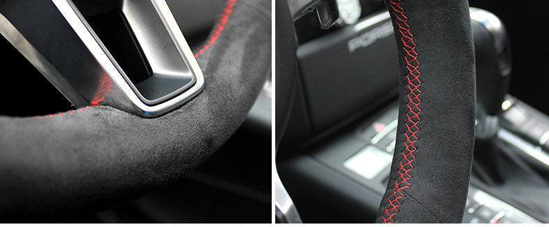 PORSCHE ポルシェ アルカンターラ 高級感 ハンドルカバー 編み込み オーダーメイド 専用ハンドルカバー | iCarCompanion