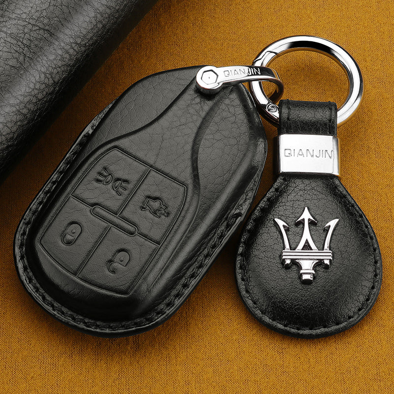Maserati スマートキー ケース キー カバー 高級 レザー マセラティ キーケース 汚れ 滑り 傷 防止 ブラックの商品画像 1