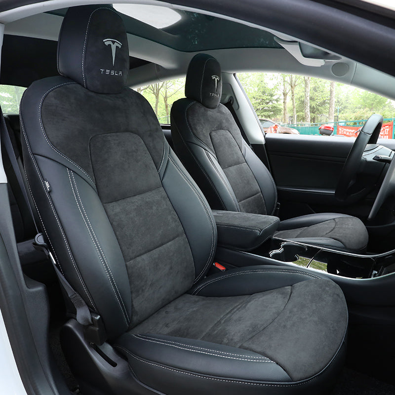 テスラ専用 車種専用設計 高級シートカバー JUSTFIT保証 スエードレザー おしゃれ 全席セット 専用シートカバー - 防水5層構造 | iCarCompanion