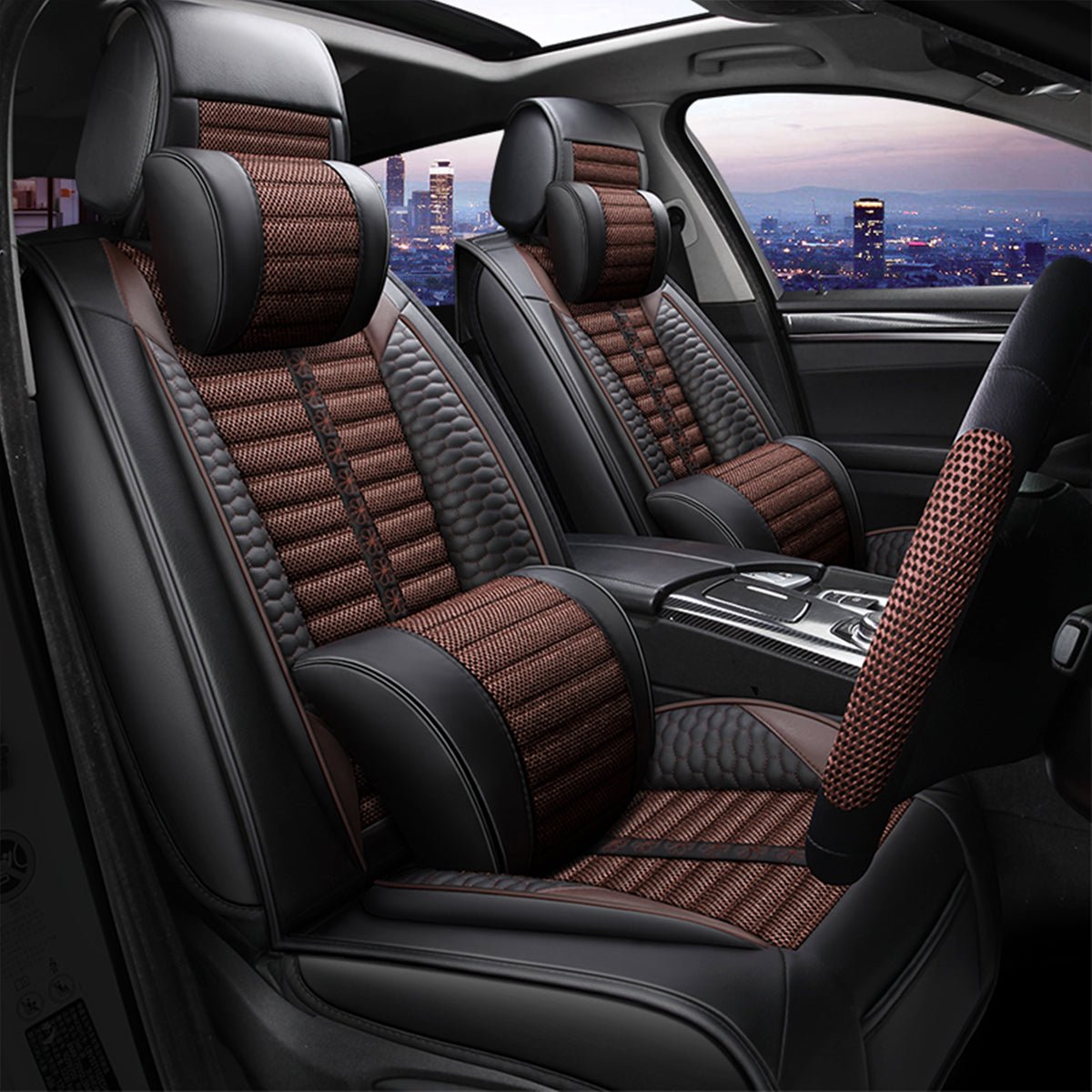 リネン製 汎用シートカバー フィット感抜群 4色 通気防水 耐摩耗性 軽/普自動車 SUV 専用シートカバー - 防水5層構造 | iCarCompanion