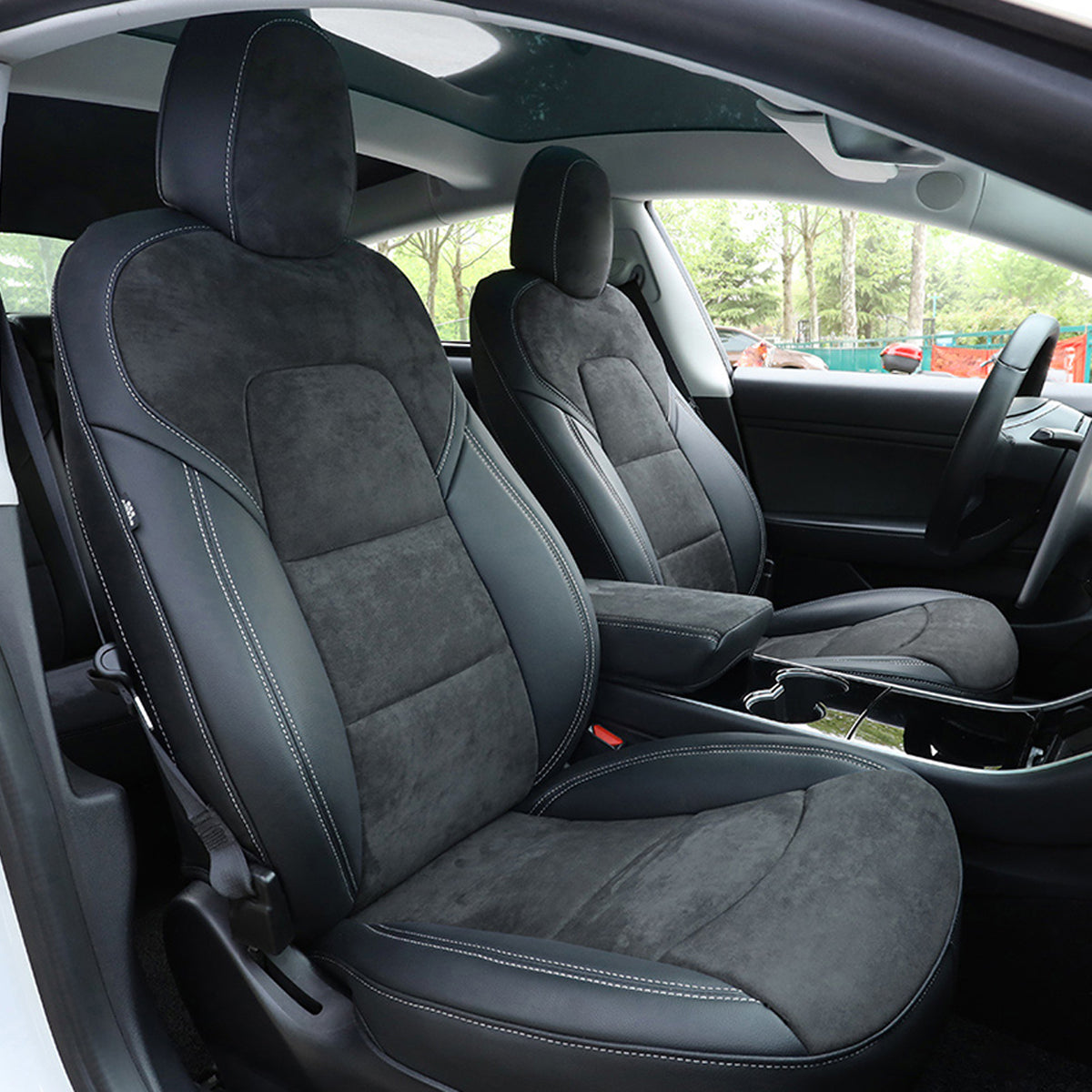 テスラ専用 車種専用設計 高級シートカバー JUSTFIT保証 スエードレザー おしゃれ 全席セット 専用シートカバー - 防水5層構造 | iCarCompanion