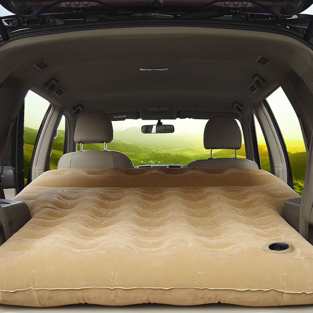 車中泊ベッド 厚手 シガーソケット式 キャンプ用品 エアーベッド 収納袋付き 普通車 SUV適用 - iCarCompanion