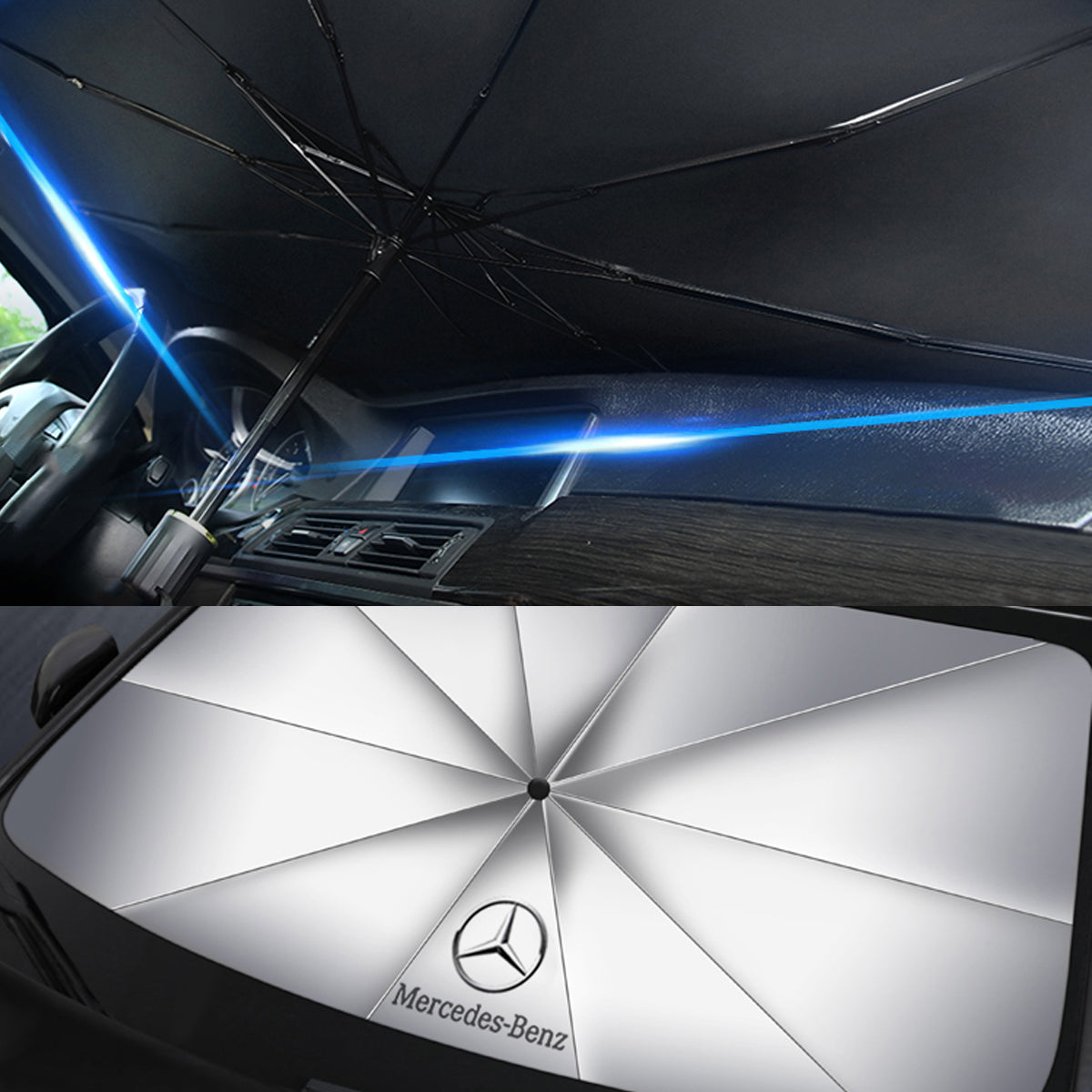 ベンツ 専用 車用サンシェード 傘式 GLC/GLA/GLB/A200L 車用 遮光 高密度生地 日焼け対策 UVカット UPF50+ 専用サンシェード | iCarCompanion
