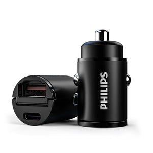 フィリップス USBカーチャージャー 30W 急速充電 超小型設計 おしゃれ シガーソケット