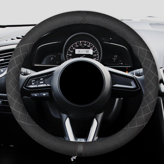 ハンドルカバー スエードレザー 高級感 四季汎用 滑り止め O型-D型 軽/普自動車 SUV 37~38CM 専用ハンドルカバー | iCarCompanion