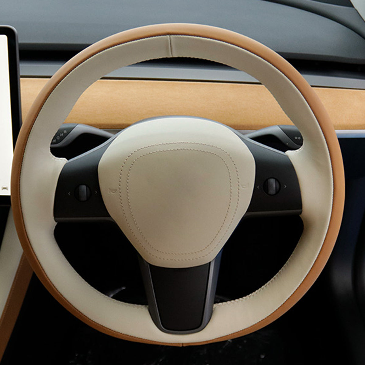 TESLAテスラ model3/Y/X/S 本革 高級ハンドルカバー 編み込み式  オーダーメイド 専用ハンドルカバー | iCarCompanion