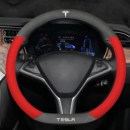 TESLAテスラ model3/Y/X/S 高級レザー スエード ハンドルカバー おしゃれ O型 D型 36CM 専用ハンドルカバー | iCarCompanion