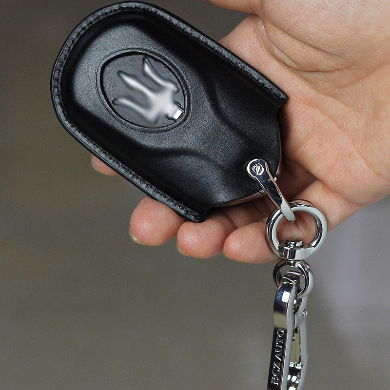 Maserati 本革 スマートキー ケース キー カバー 高級 レザー マセラティ キーケース 汚れ 滑り 傷 防止 ブラックの商品画像 1