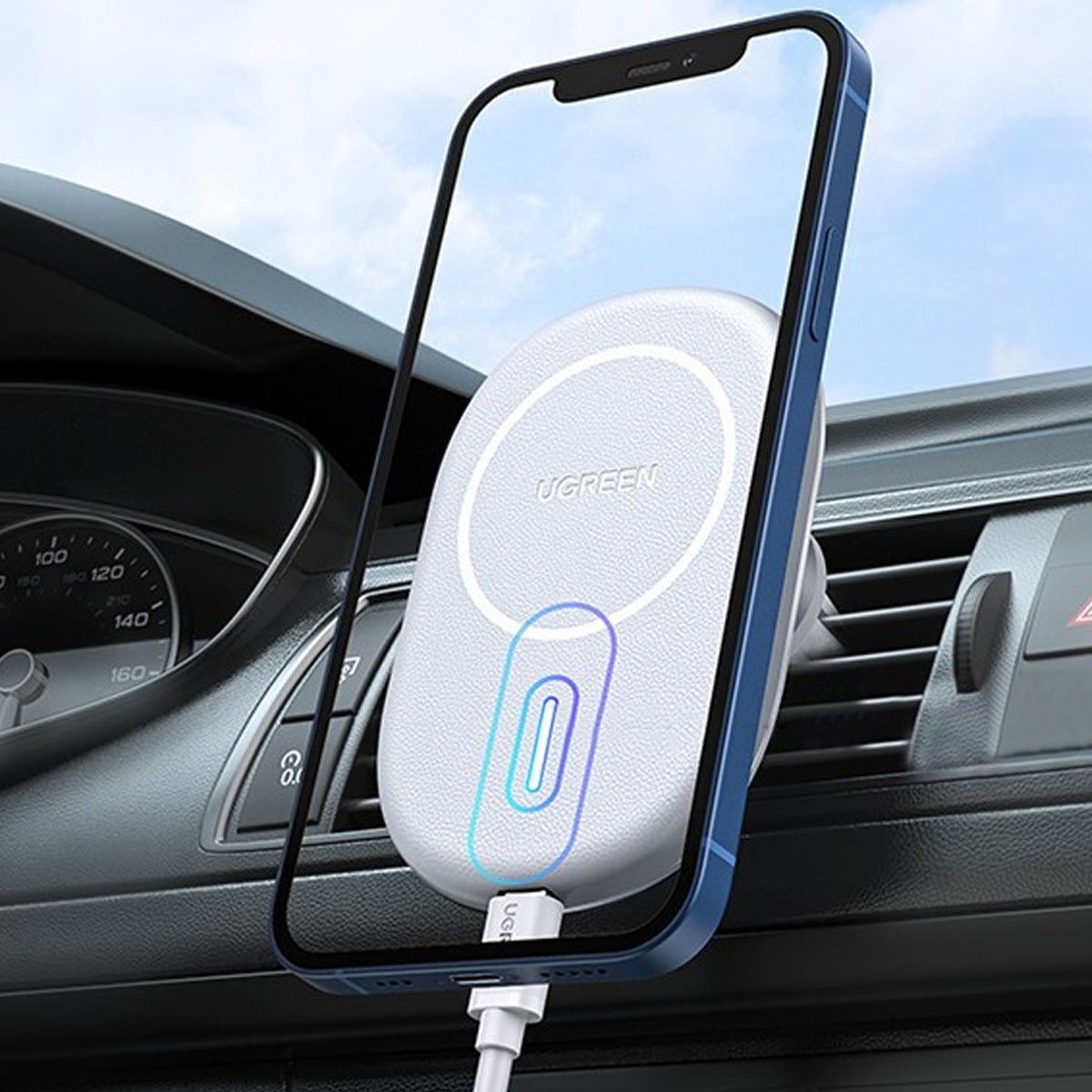車載ホルダー ワイヤレス充電 マグネット式 エアコン吹き出し口用 スマホ iPhone 13/iPhone12 - iCarCompanion