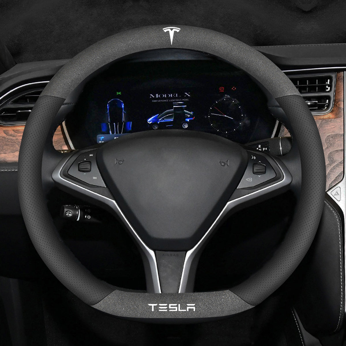TESLAテスラ model3/Y/X/S 高級レザー スエード ハンドルカバー おしゃれ O型 D型 36CM 専用ハンドルカバー | iCarCompanion