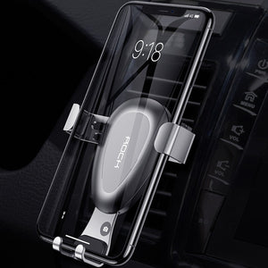 スマホホルダー 重力式自動開閉 エアコン吹き出し口用 全機種 360°回転 片手操作の商品画像 1