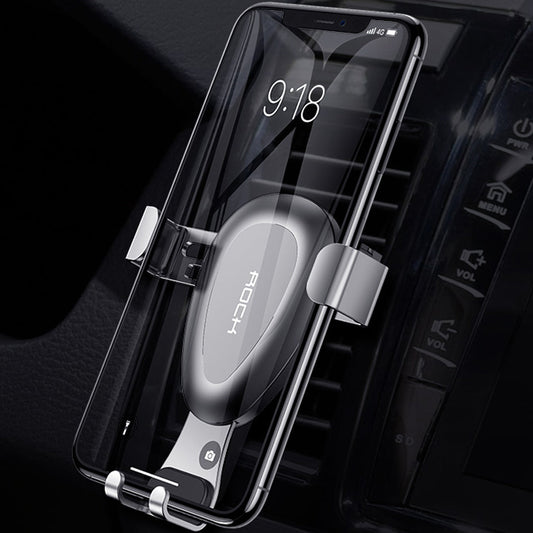 スマホホルダー 重力式自動開閉 エアコン吹き出し口用 全機種 360°回転 片手操作