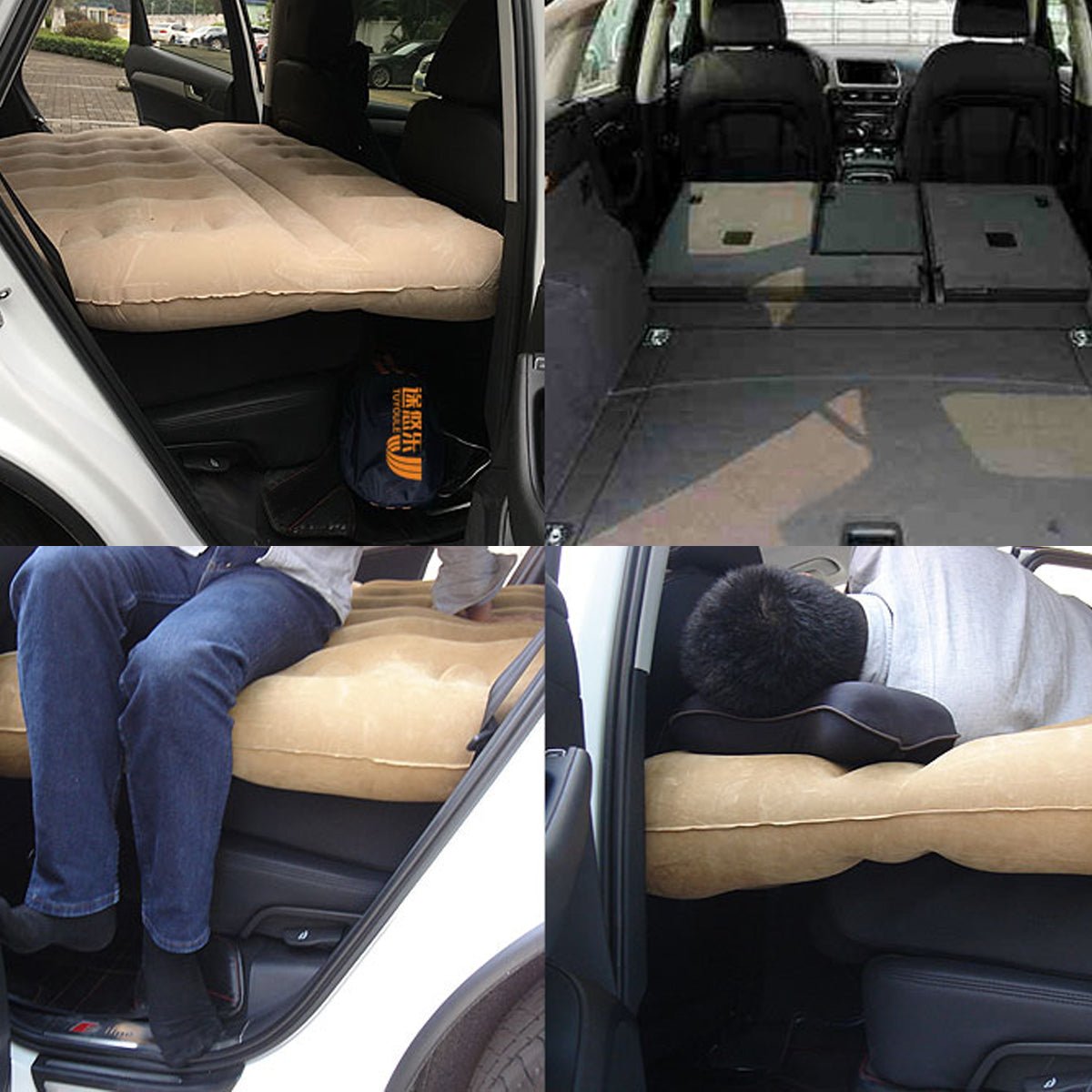 車中泊ベッド 厚手 シガーソケット式 キャンプ用品 エアーベッド 収納袋付き 普通車 SUV適用 - iCarCompanion