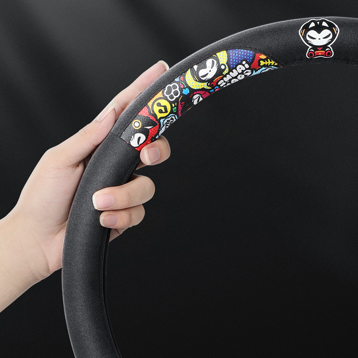 スエードレザー ハンドルカバー 四季汎用 人気商品 O型-D型 薄型 滑り止め 38CM 専用ハンドルカバー | iCarCompanion