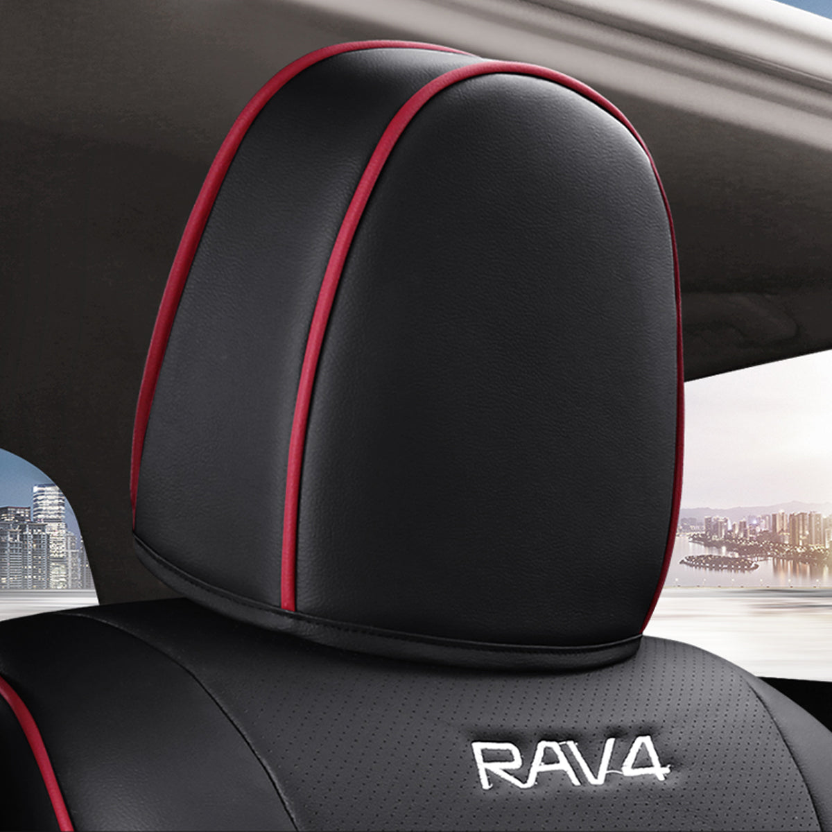 トヨタ RAV4専用 JUSTFIT保証 高級感シートカバー 防水 おしゃれ カスタムロゴ 全席 専用シートカバー - 防水5層構造 | iCarCompanion