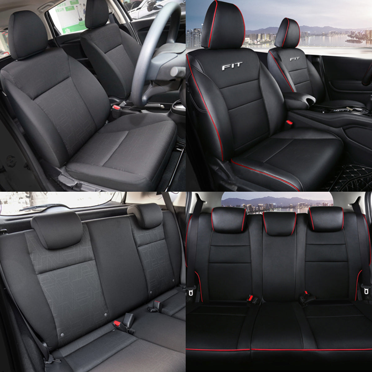 ホンダ フィット専用 高級シートカバー カスタムロゴ 防水レザー おしゃれ 全席セット 専用シートカバー - 防水5層構造 | iCarCompanion