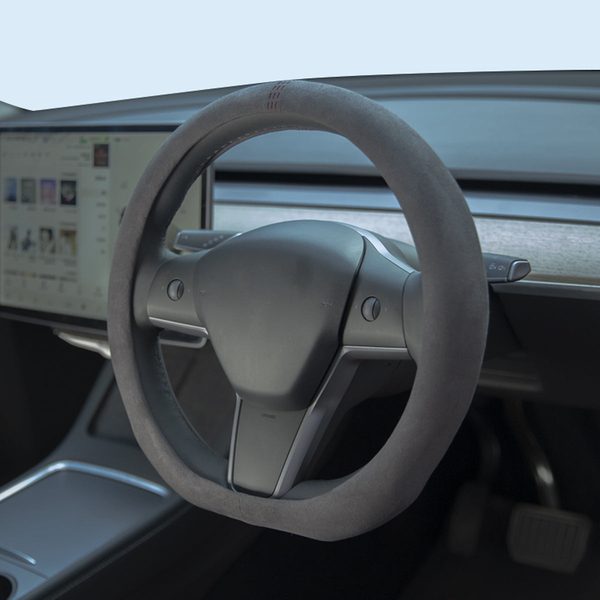 TESLAテスラ model3/Y/X/S アルカンターラスエード 高級ハンドルカバー D型  36CM 専用ハンドルカバー | iCarCompanion
