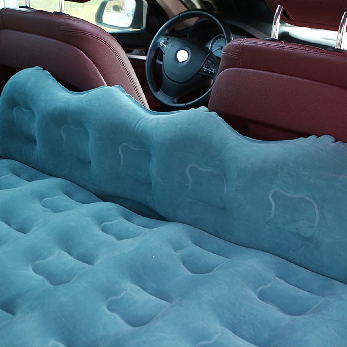 車中泊ベッド かわいい 枕付き 電動ポンプ付属 キャンプ用品 エアーベッド 普通車 SUV - iCarCompanion