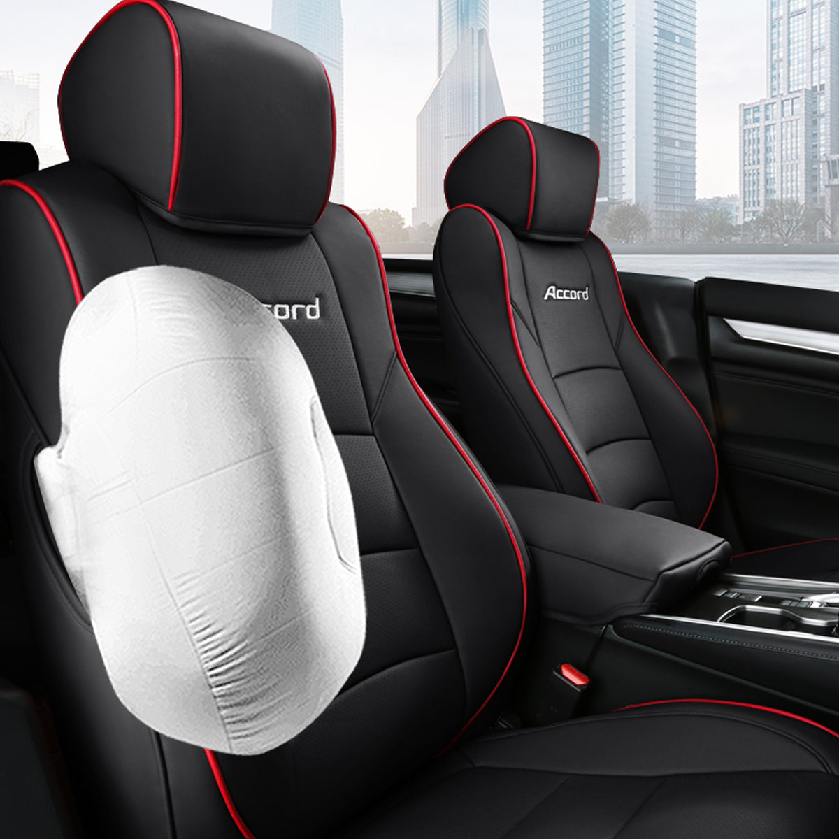 Hondaホンダ アコード専用 高級レザー シートカバー ロゴ入り 通気防水 耐久性 4色 全席セット 専用シートカバー - 防水5層構造 | iCarCompanion