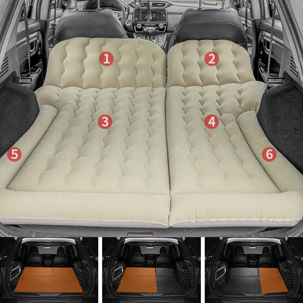 車中泊ベッド 電動ポンプ付属 カー用品 キャンプ用品 エアーベッド SUV車 普通車適用 - iCarCompanion