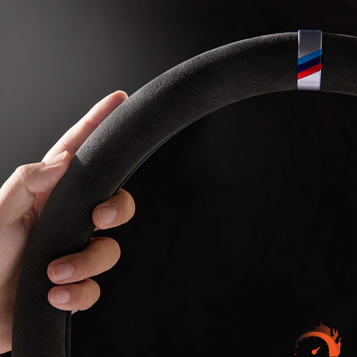 純正Alcantara 高級スエード ハンドルカバー レインボーリボン 無臭 手触り おしゃれ 37~39CM 専用ハンドルカバー | iCarCompanion
