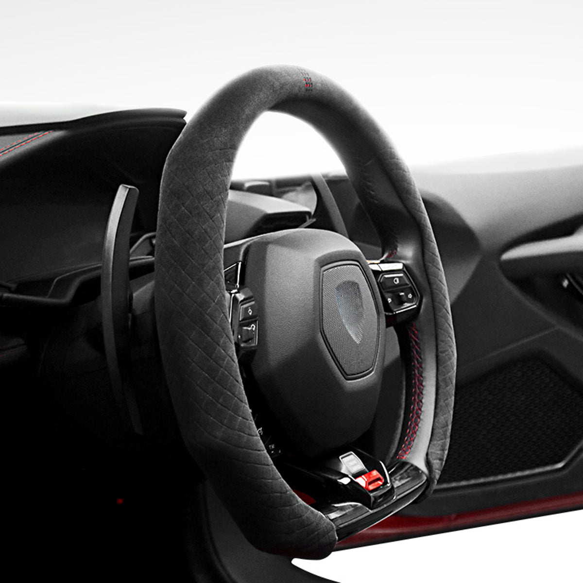 Alcantara アルカンターラ  人間工学デザイン スエード 絶妙な肌触り O/D型兼用 37~38CM 専用ハンドルカバー | iCarCompanion