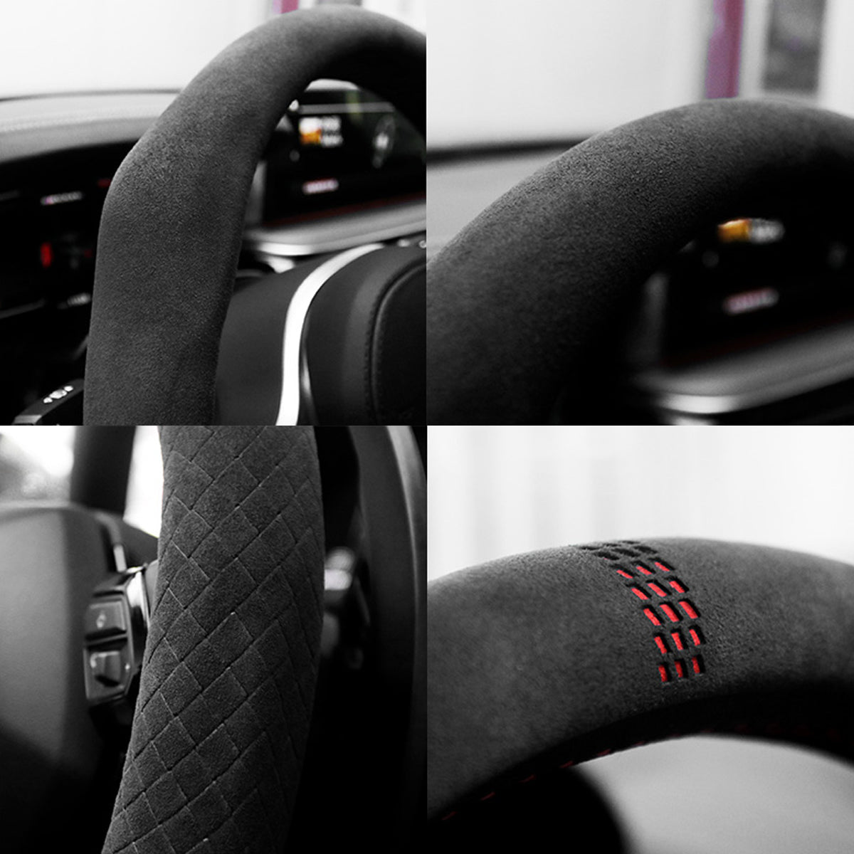 Alcantara アルカンターラ  人間工学デザイン スエード 絶妙な肌触り O/D型兼用 37~38CM 専用ハンドルカバー | iCarCompanion