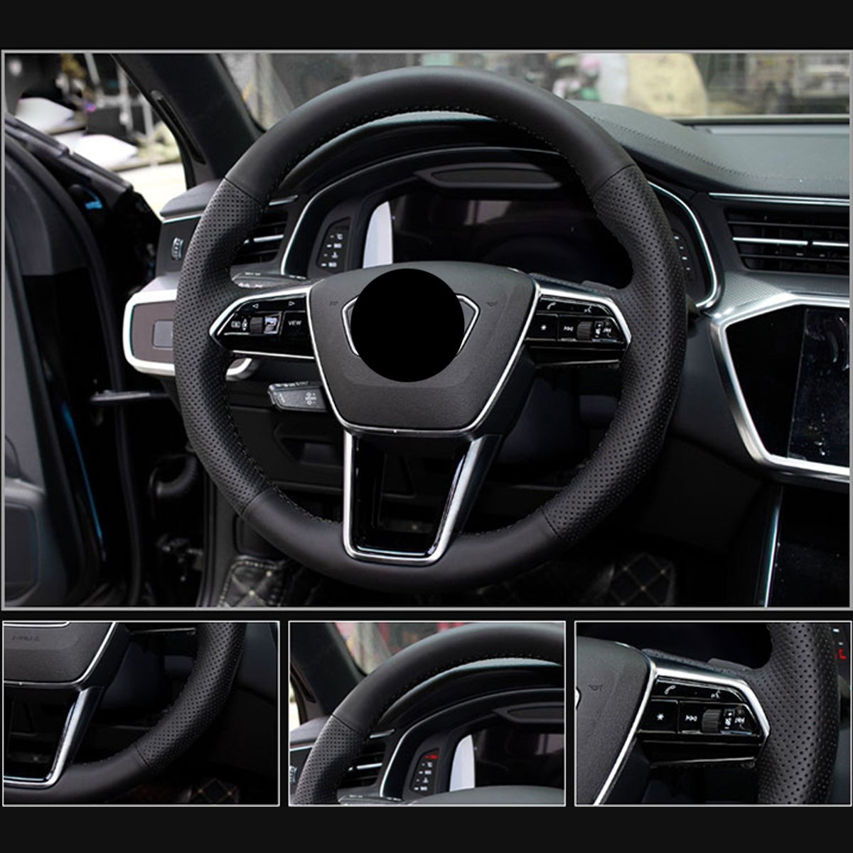 AUDI アウディ 本革 桃ノ木  オーダーメイド ハンドルカバー 編み込み式  握り感抜群 通気性よし 専用ハンドルカバー | iCarCompanion