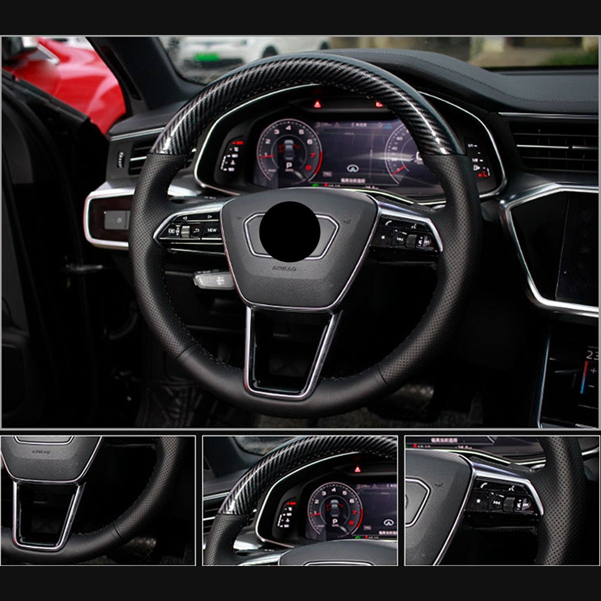 AUDI アウディ 本革 桃ノ木  オーダーメイド ハンドルカバー 編み込み式  握り感抜群 通気性よし 専用ハンドルカバー | iCarCompanion