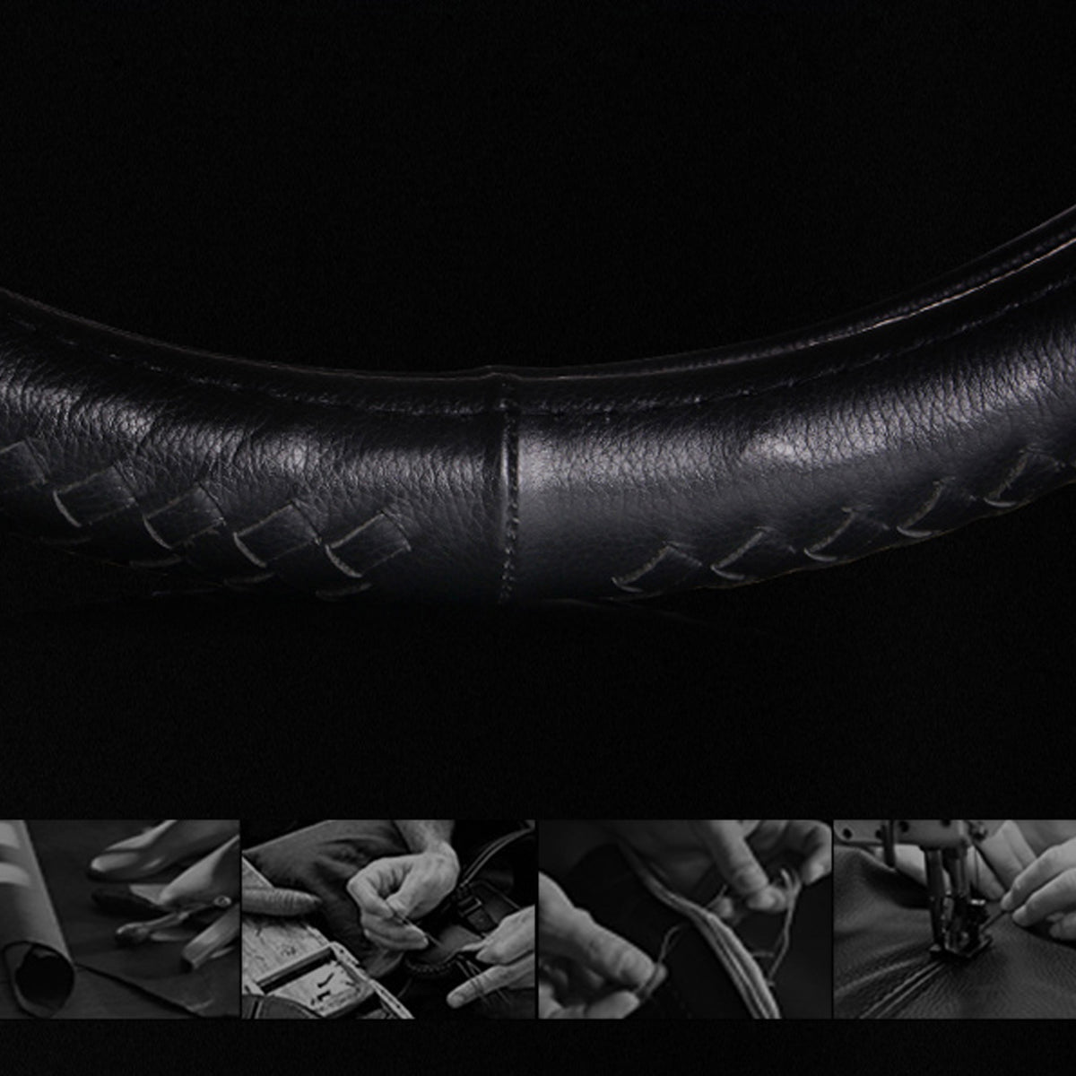 最高級ハンドルカバー 牛革 本革 天然ゴム 滑り止め かっこいい  35~40CM 専用ハンドルカバー | iCarCompanion