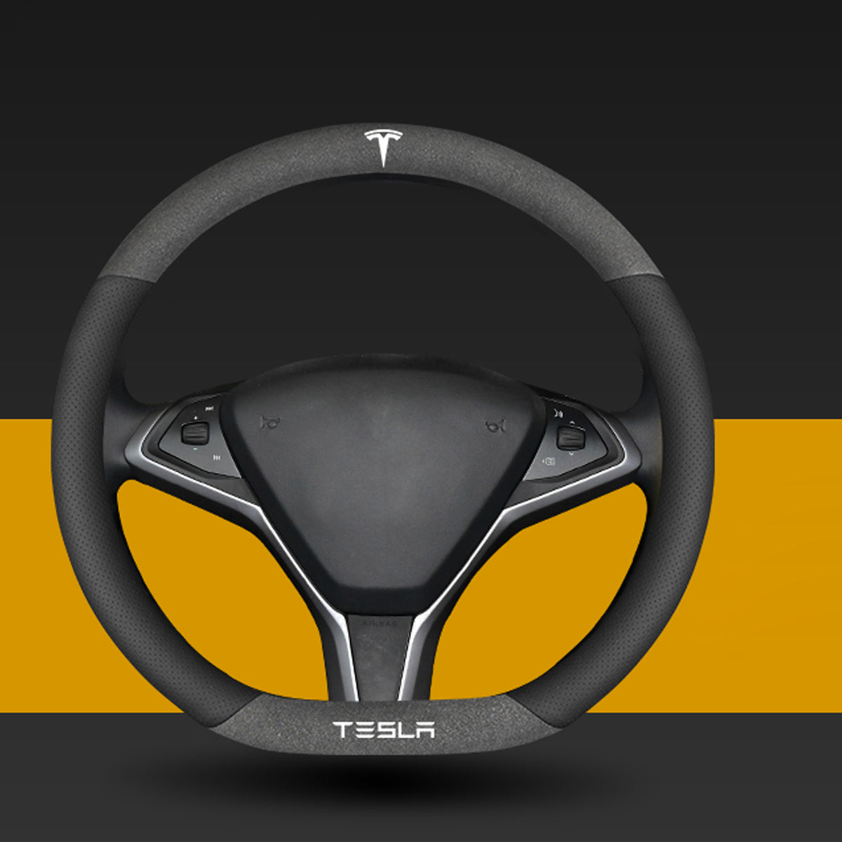 TESLAテスラ model3/Y/X/S 高級レザー スエード ハンドルカバー おしゃれ O型 D型 36CM 専用ハンドルカバー | iCarCompanion