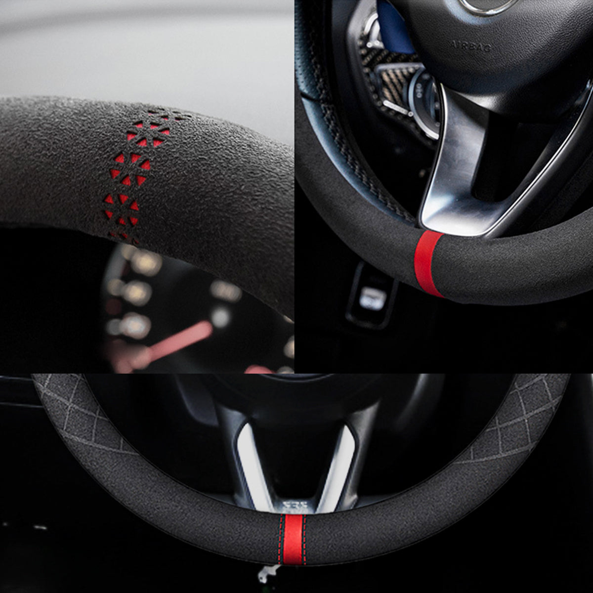 ハンドルカバー スエードレザー 高級感 四季汎用 滑り止め O型-D型 軽/普自動車 SUV 37~38CM 専用ハンドルカバー | iCarCompanion
