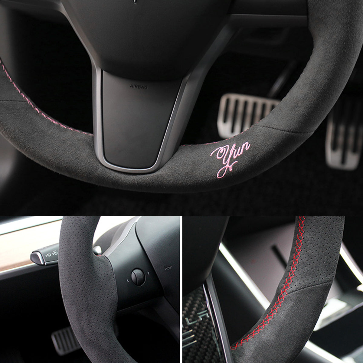 TESLAテスラModel3/Y/X/S アルカンターラ 高級ハンドルカバー  編み込み式 オーダーメイド 専用ハンドルカバー | iCarCompanion