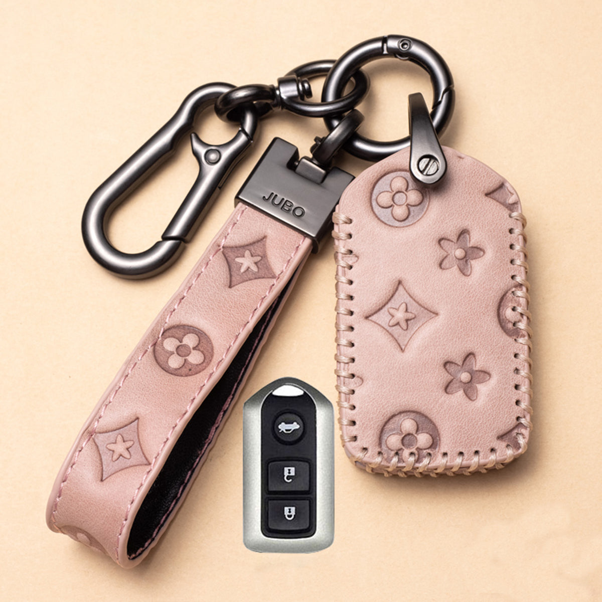 TOYOTA トヨタ車用 スマートキーケース キーカバー 高級 本革 花模様 優雅 オシャレ 軽量 鍵を保護