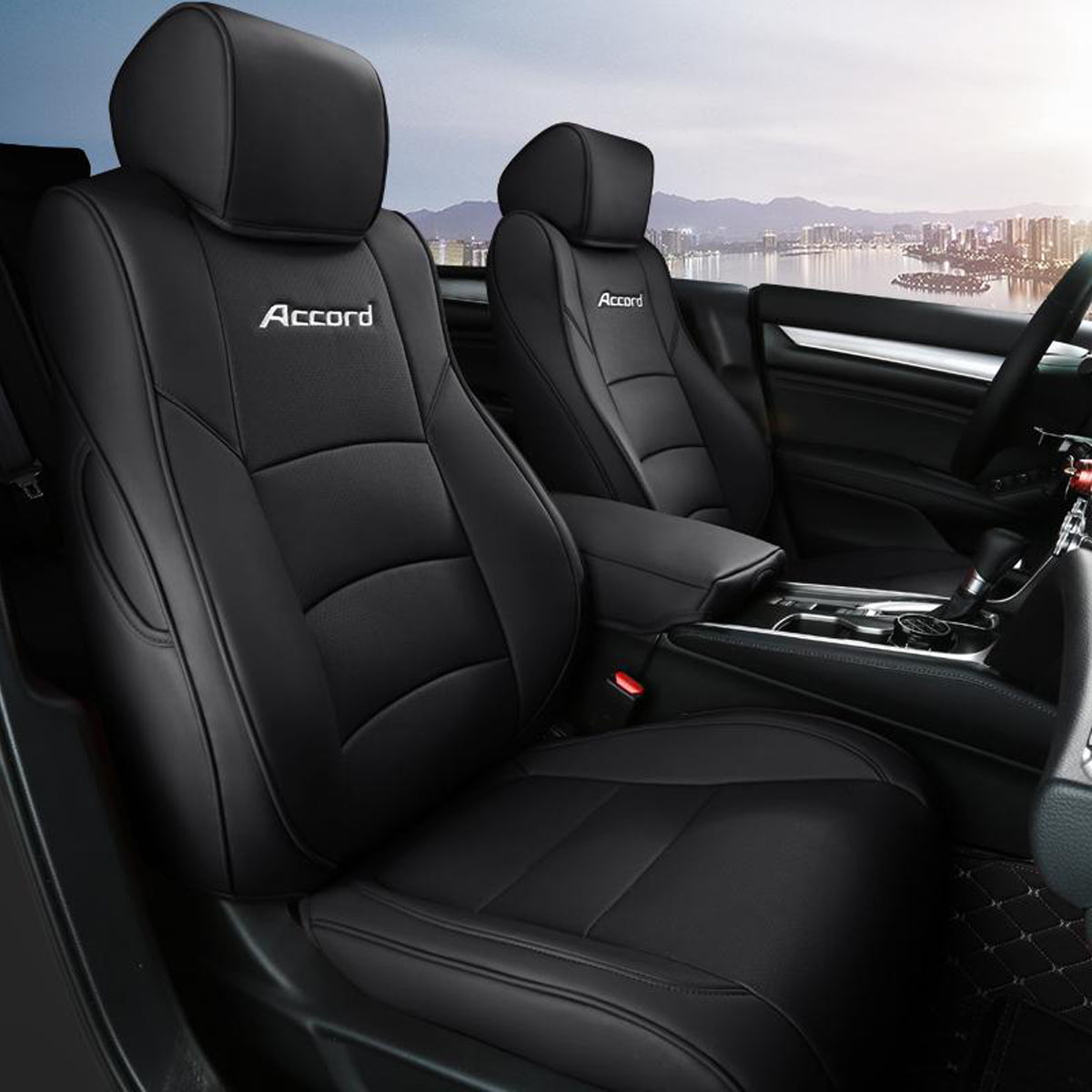 Hondaホンダ アコード専用 高級レザー シートカバー ロゴ入り 通気防水 耐久性 4色 全席セット 専用シートカバー - 防水5層構造 | iCarCompanion