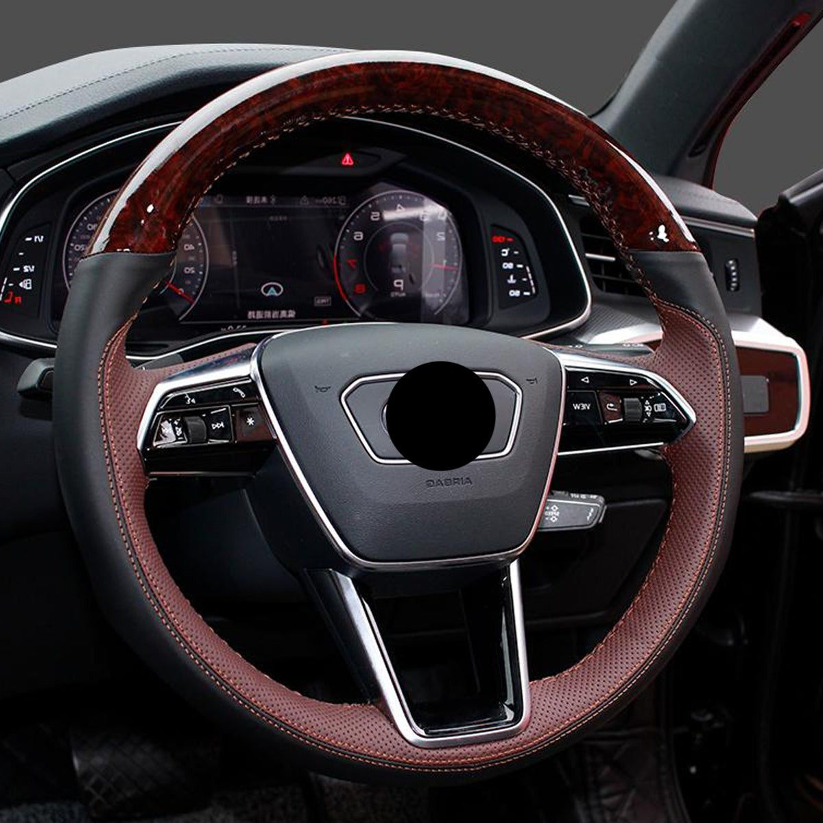 AUDI アウディ 本革 桃ノ木  オーダーメイド ハンドルカバー 編み込み式  握り感抜群 通気性よし 専用ハンドルカバー | iCarCompanion