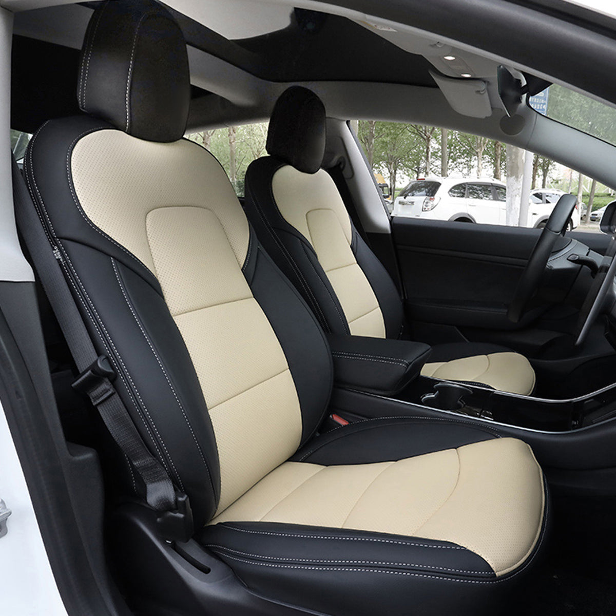 テスラ専用 車種専用設計 高級シートカバー JUSTFIT保証 防水レザー おしゃれ 全席セット 専用シートカバー - 防水5層構造 | iCarCompanion