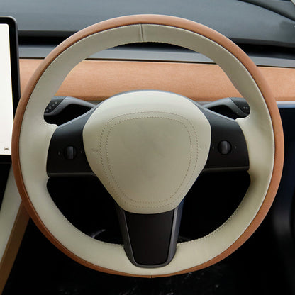 TESLAテスラ model3/Y/X/S 本革 高級ハンドルカバー 編み込み式  オーダーメイド 専用ハンドルカバー | iCarCompanion