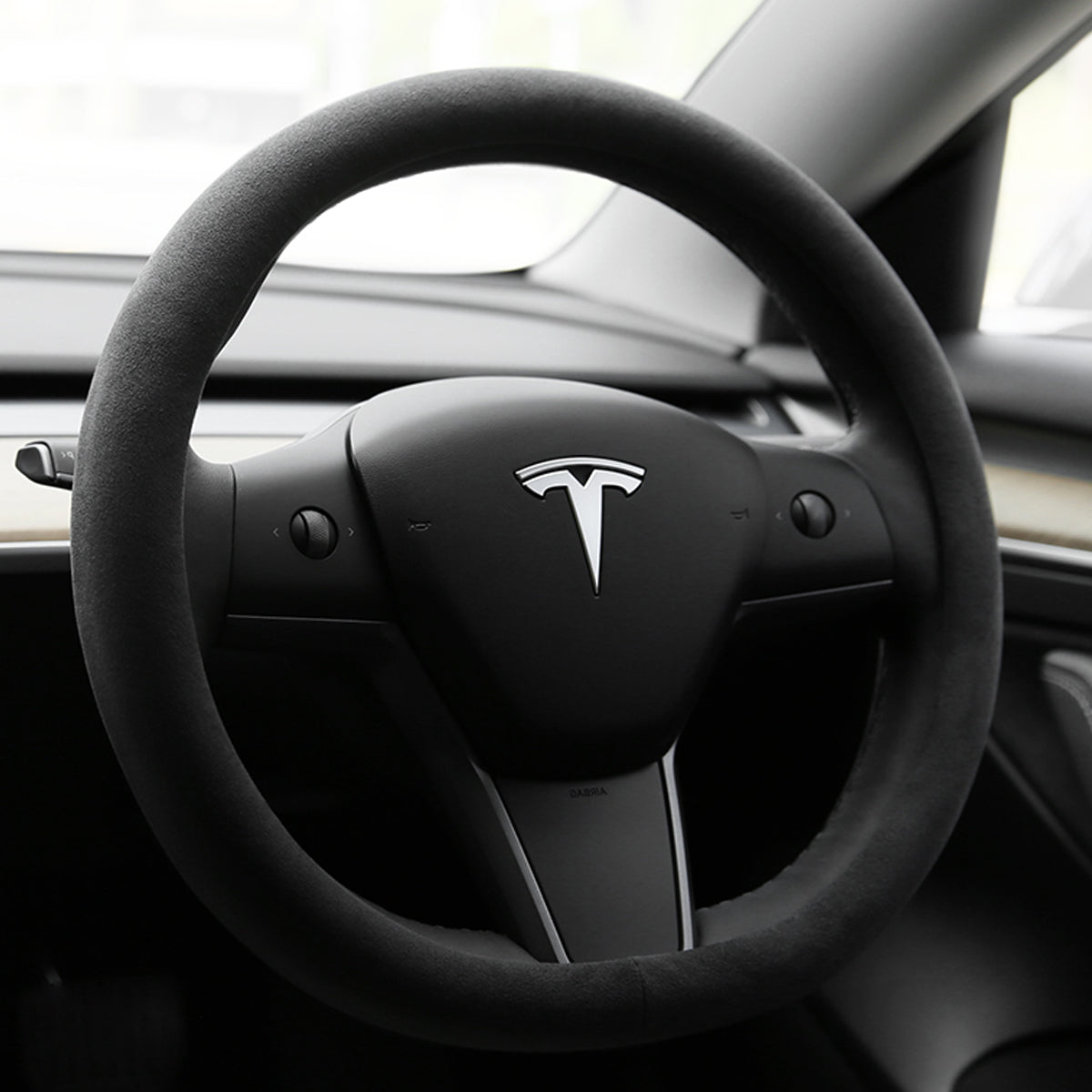 TESLAテスラ  高級スエード ハンドルカバー 手触れよし フィット感抜群 36CM D型 専用ハンドルカバー | iCarCompanion