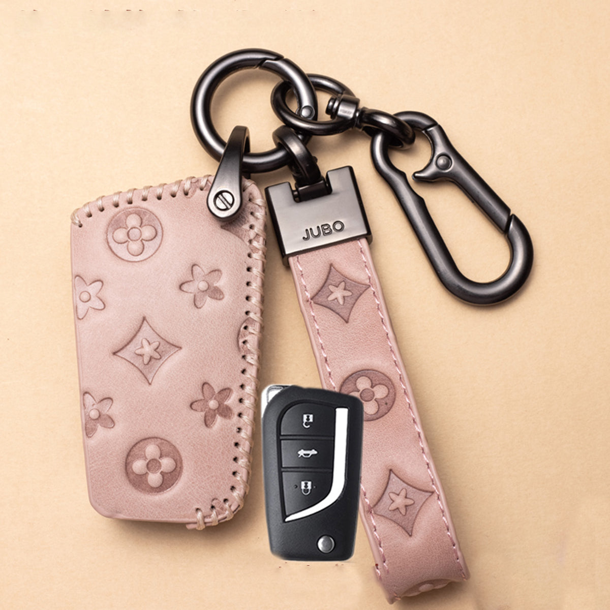 TOYOTA トヨタ車用 スマートキーケース キーカバー 高級 本革 花模様 優雅 オシャレ 軽量 鍵を保護