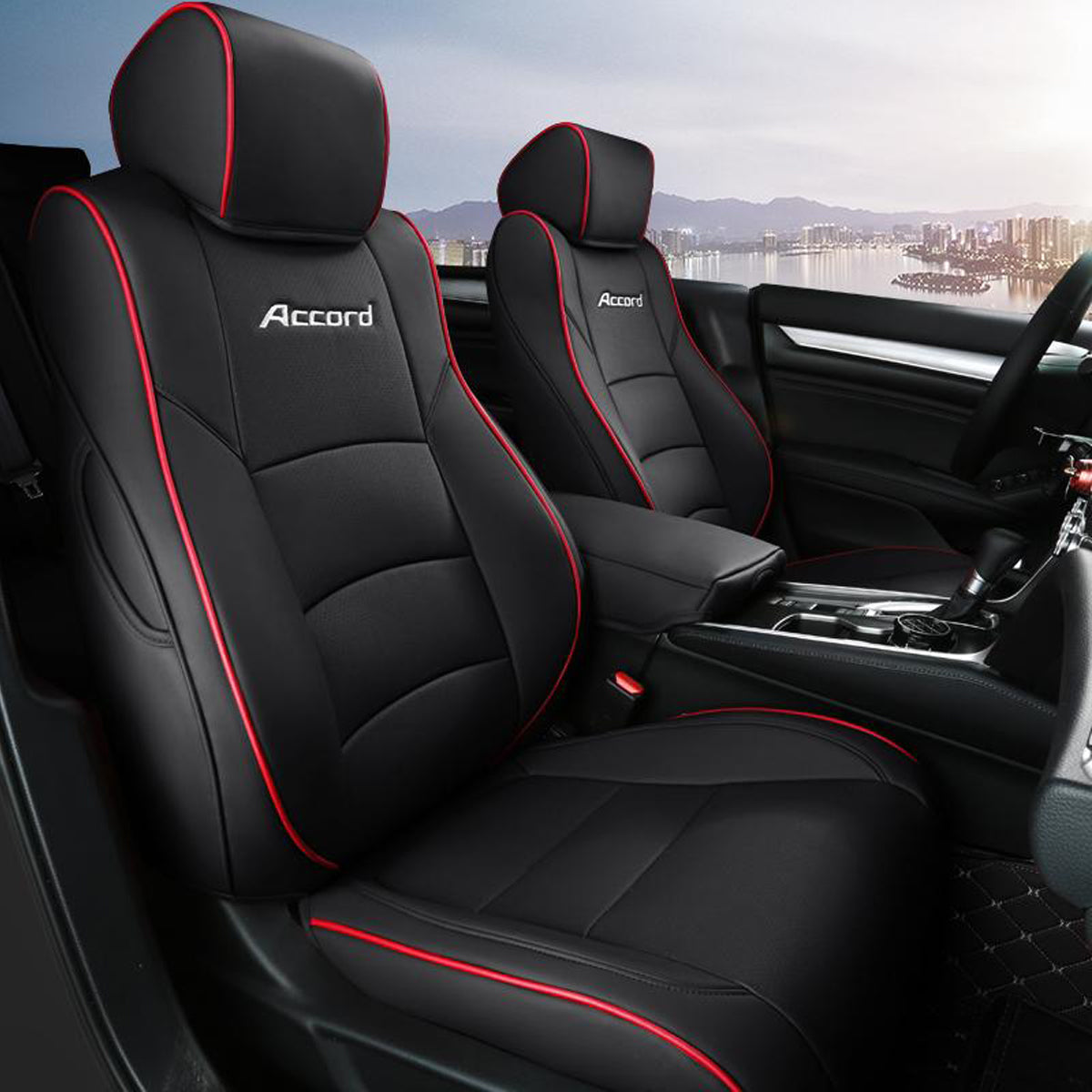 Hondaホンダ アコード専用 高級レザー シートカバー ロゴ入り 通気防水 耐久性 4色 全席セット 専用シートカバー - 防水5層構造 | iCarCompanion