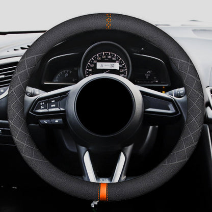 ハンドルカバー スエードレザー 高級感 四季汎用 滑り止め O型-D型 軽/普自動車 SUV 37~38CM 専用ハンドルカバー | iCarCompanion