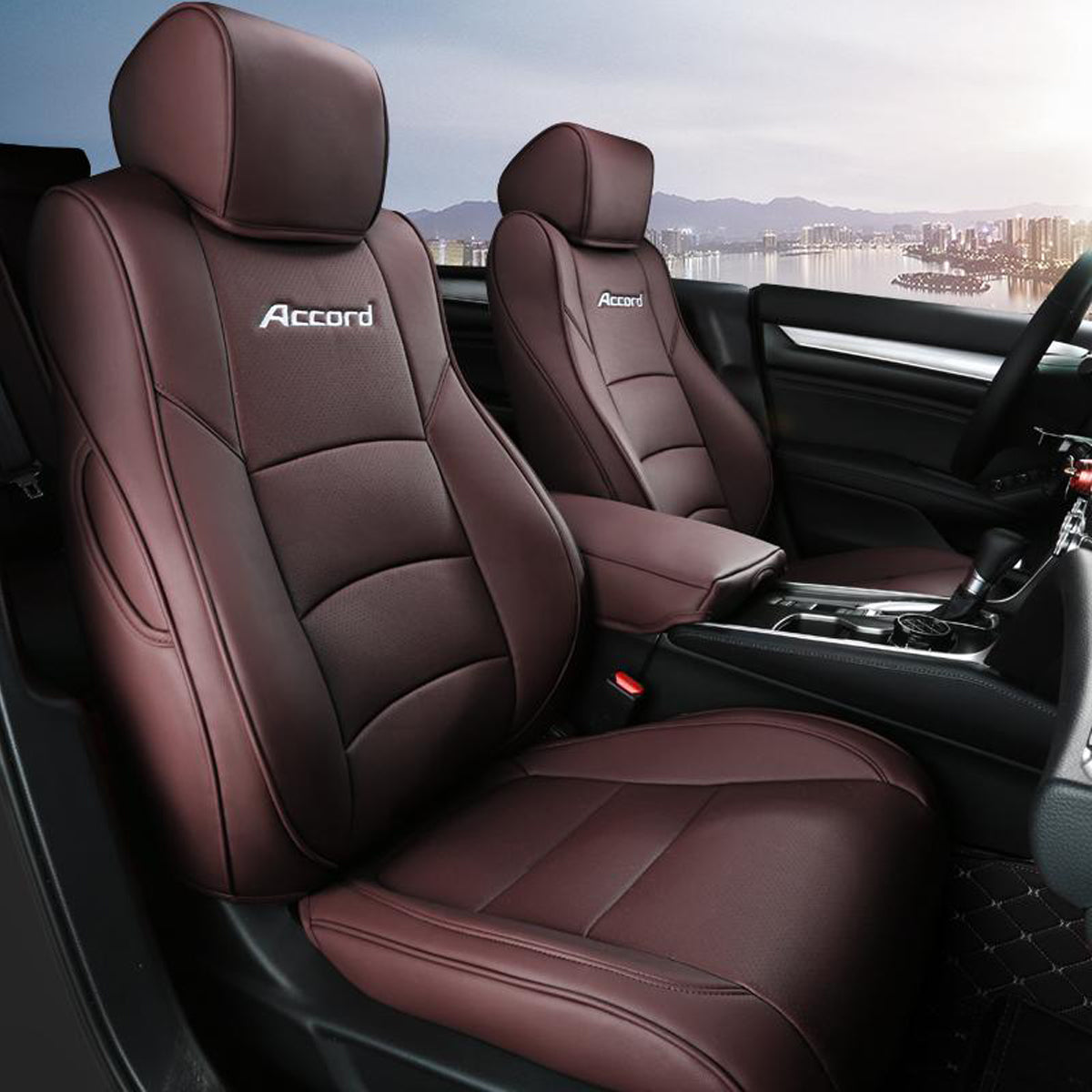 Hondaホンダ アコード専用 高級レザー シートカバー ロゴ入り 通気防水 耐久性 4色 全席セット 専用シートカバー - 防水5層構造 | iCarCompanion