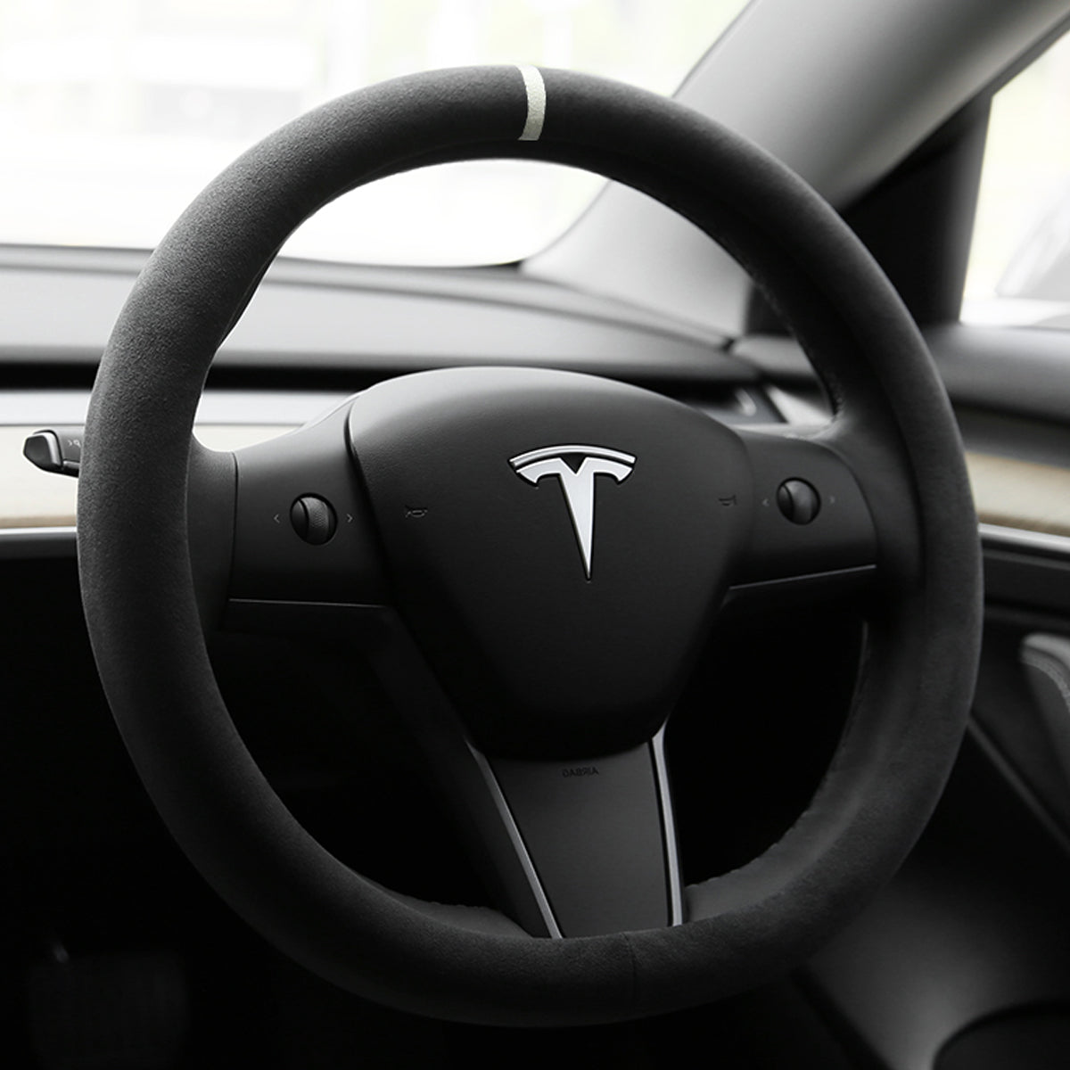 TESLAテスラ  高級スエード ハンドルカバー 手触れよし フィット感抜群 36CM D型 専用ハンドルカバー | iCarCompanion