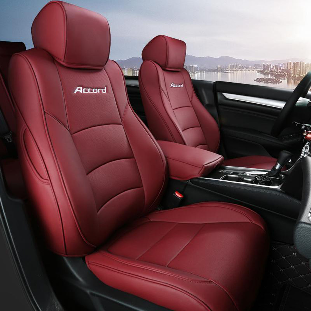 Hondaホンダ アコード専用 高級レザー シートカバー ロゴ入り 通気防水 耐久性 4色 全席セット 専用シートカバー - 防水5層構造 | iCarCompanion