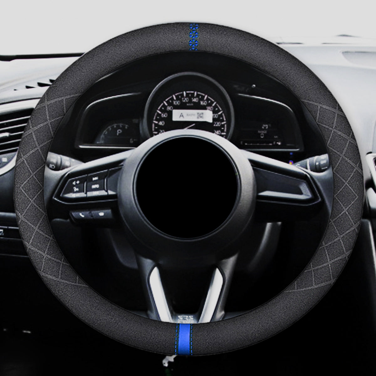 ハンドルカバー スエードレザー 高級感 四季汎用 滑り止め O型-D型 軽/普自動車 SUV 37~38CM 専用ハンドルカバー | iCarCompanion