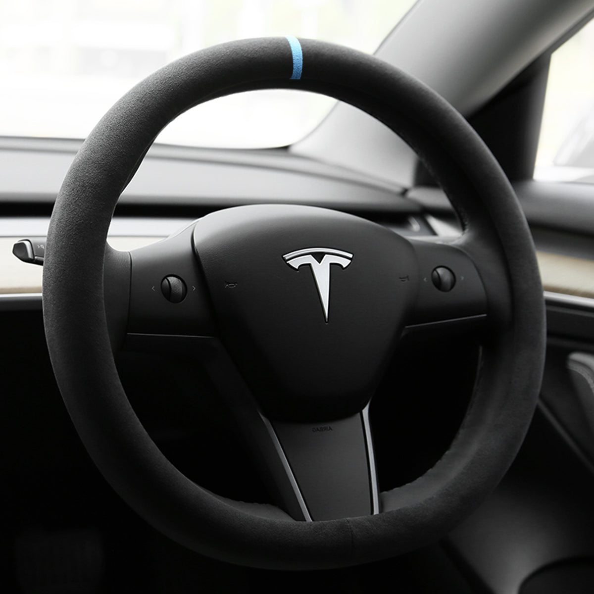 TESLAテスラ  高級スエード ハンドルカバー 手触れよし フィット感抜群 36CM D型 専用ハンドルカバー | iCarCompanion