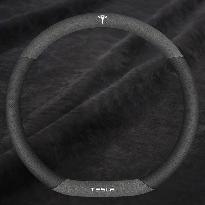 TESLAテスラ model3/Y/X/S 高級レザー スエード ハンドルカバー おしゃれ O型 D型 36CM