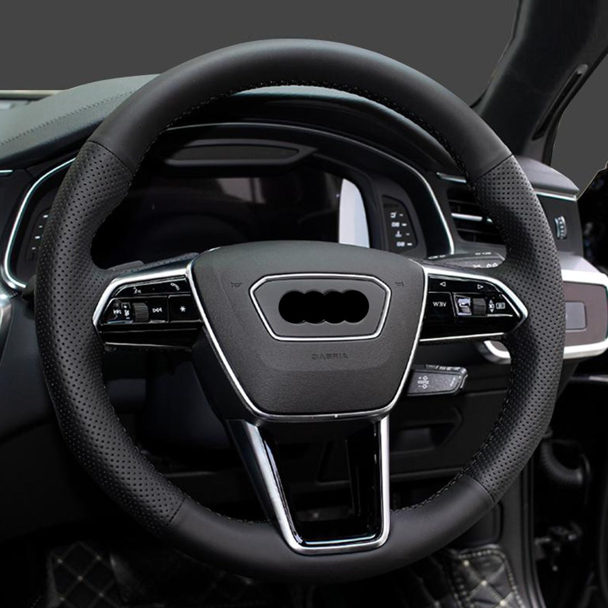 AUDI アウディ 本革 桃ノ木  オーダーメイド ハンドルカバー 編み込み式  握り感抜群 通気性よし 専用ハンドルカバー | iCarCompanion